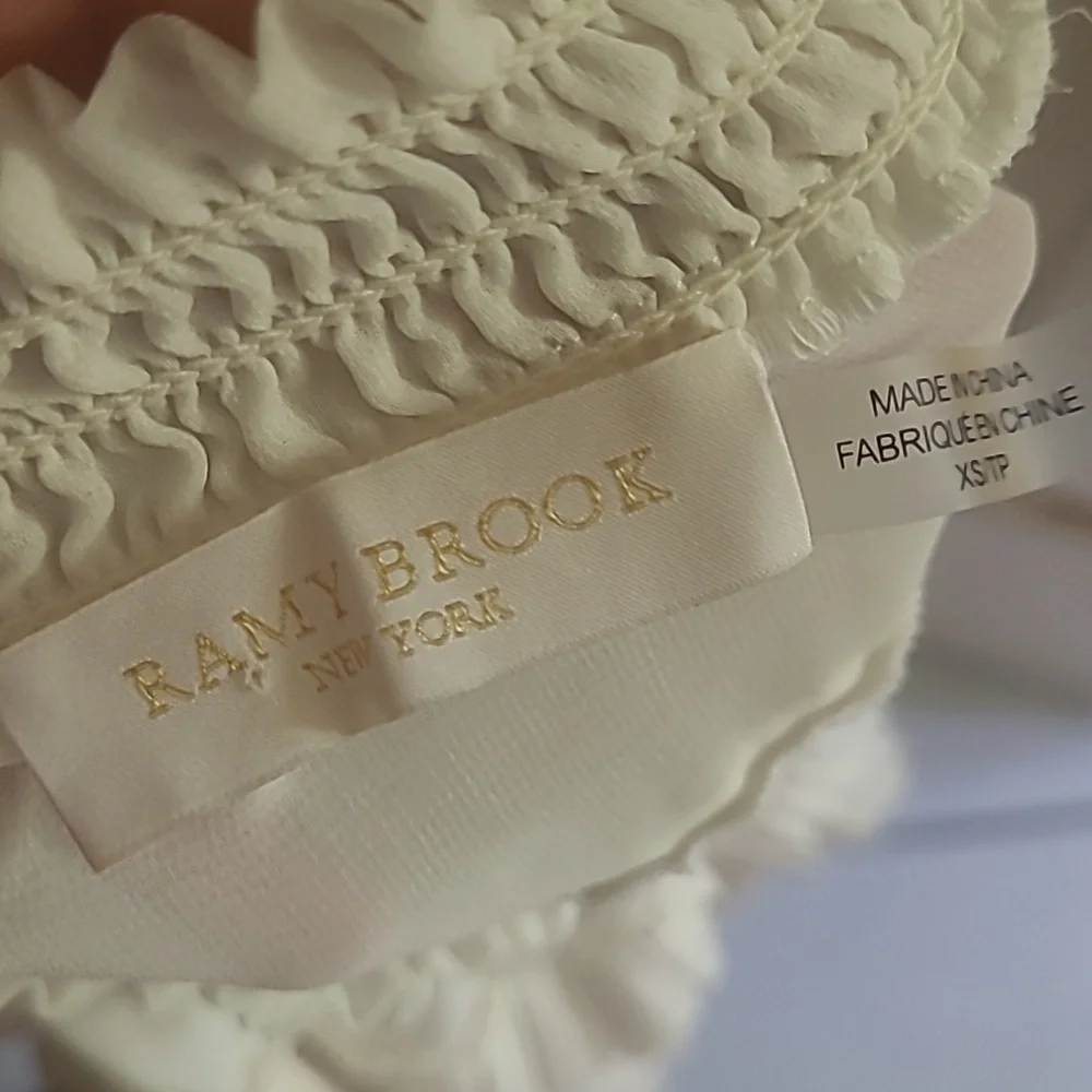 Ramy Brook Blake Blouse Top Womens Ivory Long Sleeve Ruffle Boho Sz XS - Picture 7 of 7